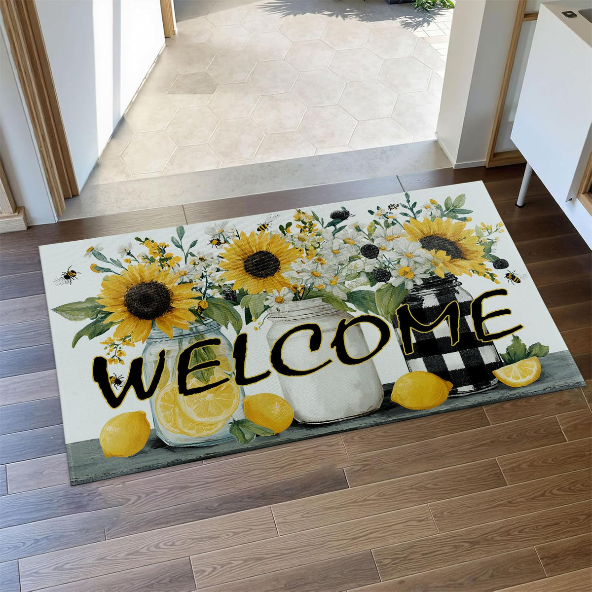 Sunflower Daisy Door Mat Indoor 17x29.5 Inch Non Woven Entryway Area Rug (Sunflower 01)