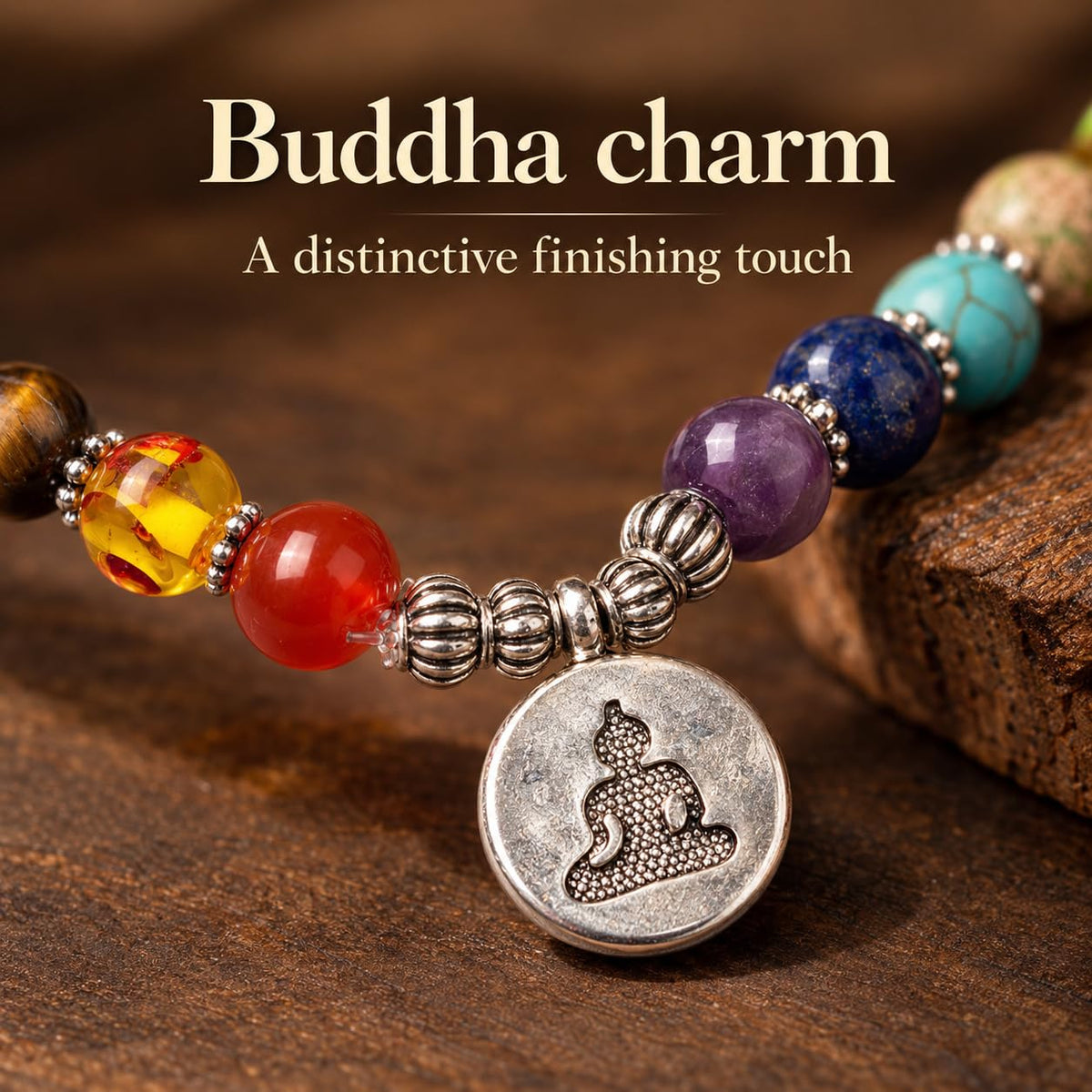 Necklace 108 Mala Beads Bracelet Buddhist Prayer Pendant Necklace (Wood Jasper-Buddha)