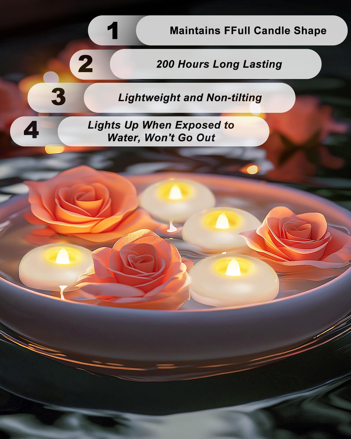 3" Flameless LED Floating Candles (White (48Pack) / 3 inch)