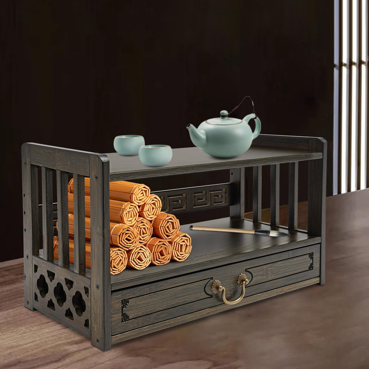 Meditation Altar with Drawer (Walnut Color)