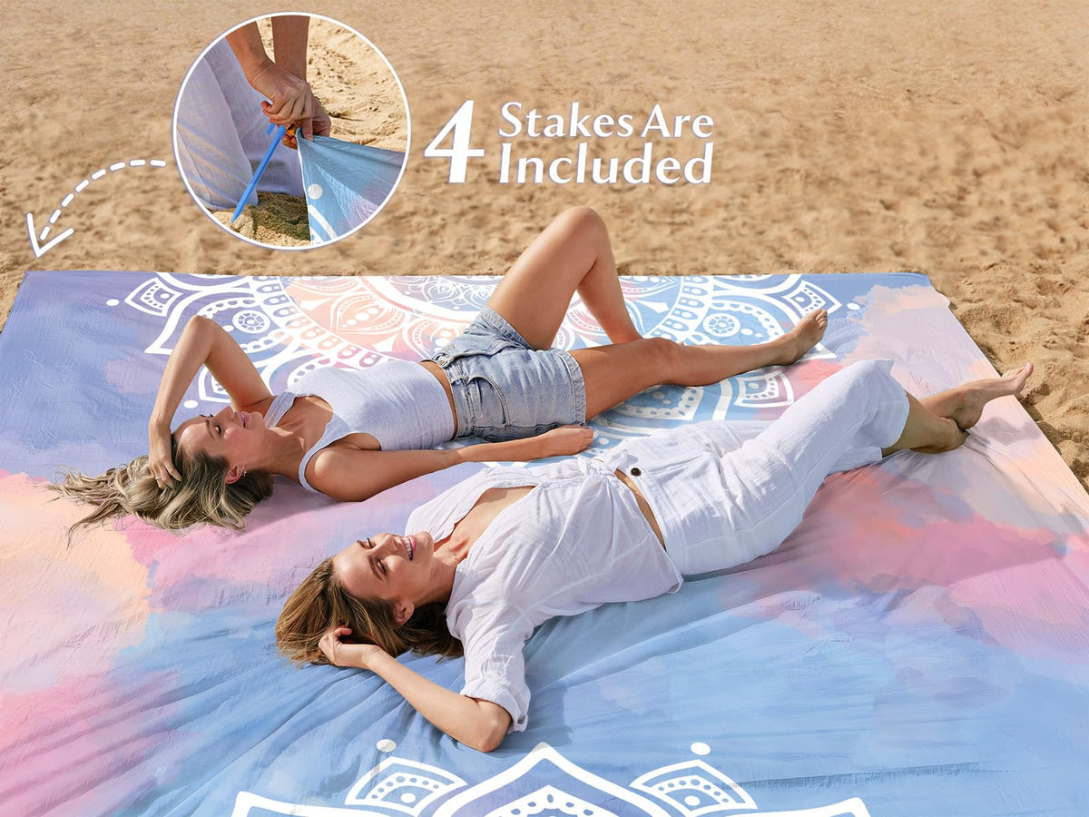 Beach Blanket Waterproof Sandproof (Mandala / 79“×83”)