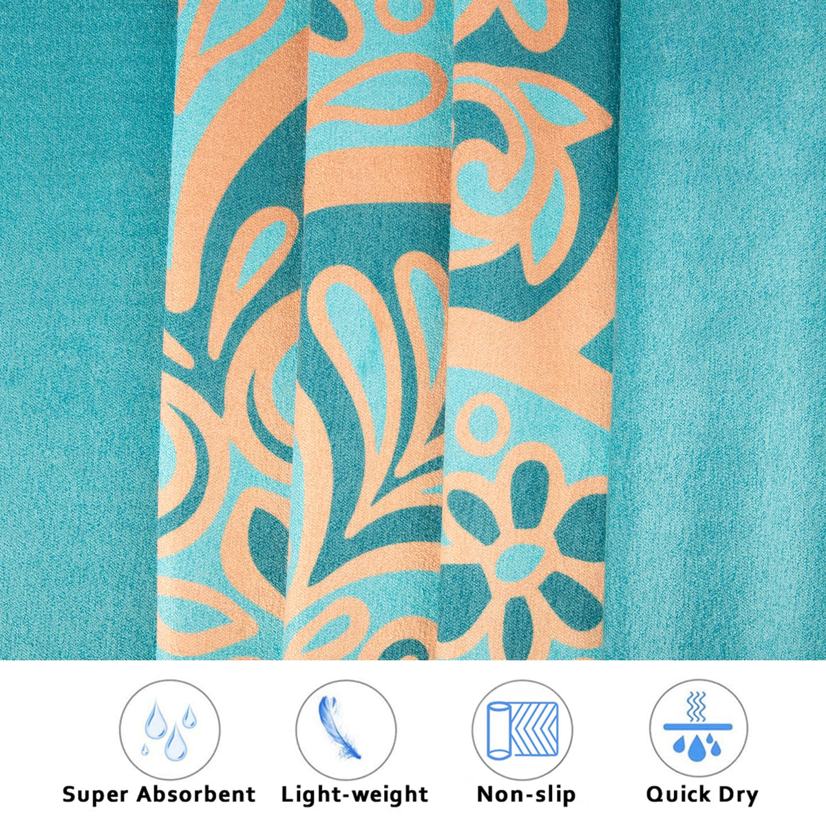 Hot Yoga Towel with Grip Dots (Turquoise Gold Mandala / 74" x 26")