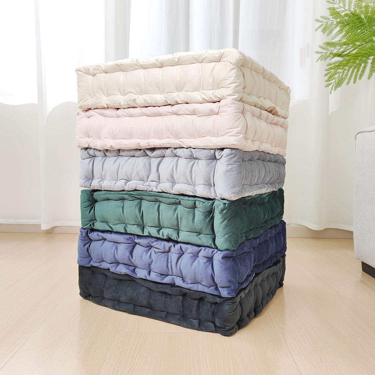 Square Floor Pillows (2 Pack / Dark Green)