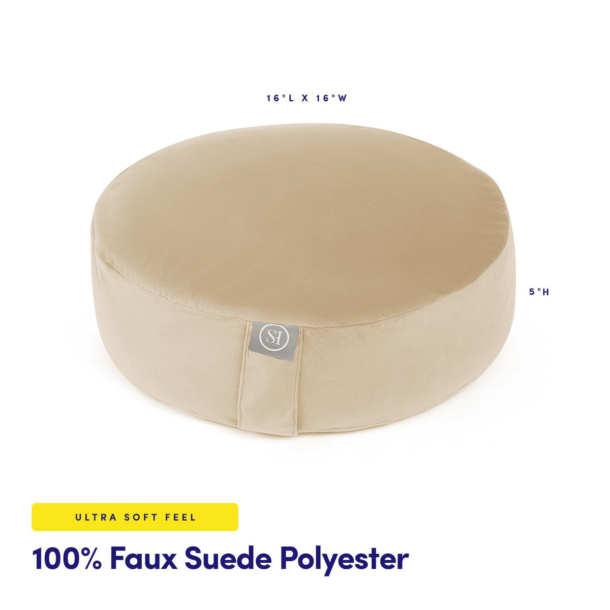 Meditation Cushion Floor Pillow (Beige / Round (Filled with Buckwheat))