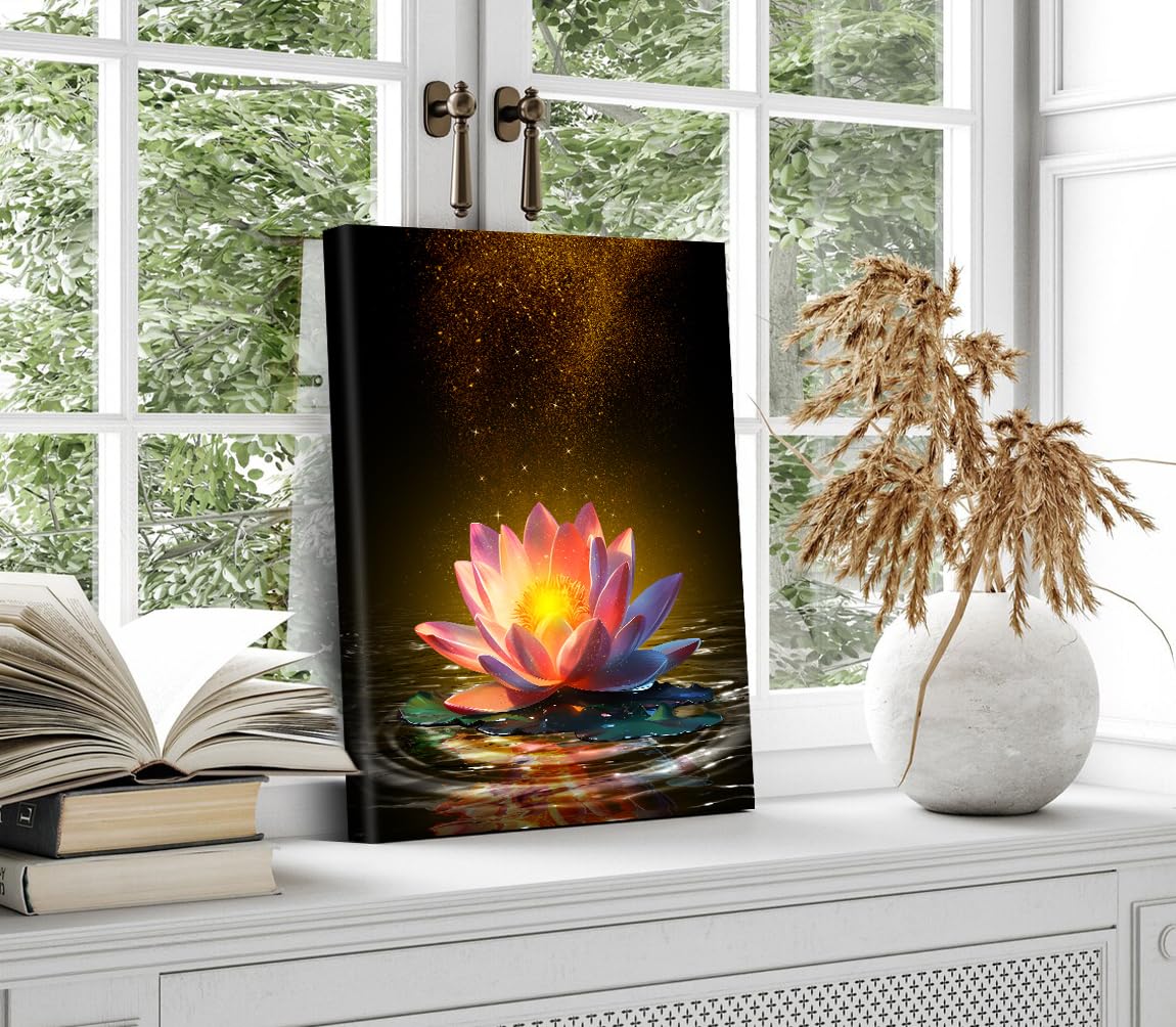 Lotus Floral Wall Art Prints (Framed 12"X16"- Lotus Floral Wall Art Prints)