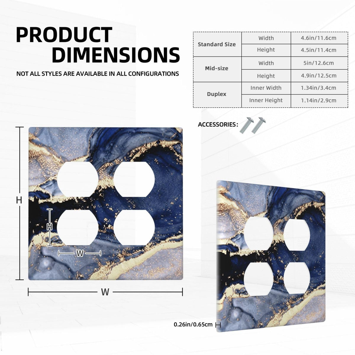 Royal Turquoise Blue Marble 2 Gang 2 Duplex Combination Light Switch Cover Decorative Combo Dual Device Receptacle Switch Face Wall Plate (Royal Turquoise Blue Marble / 2 Gang2 Duplex)