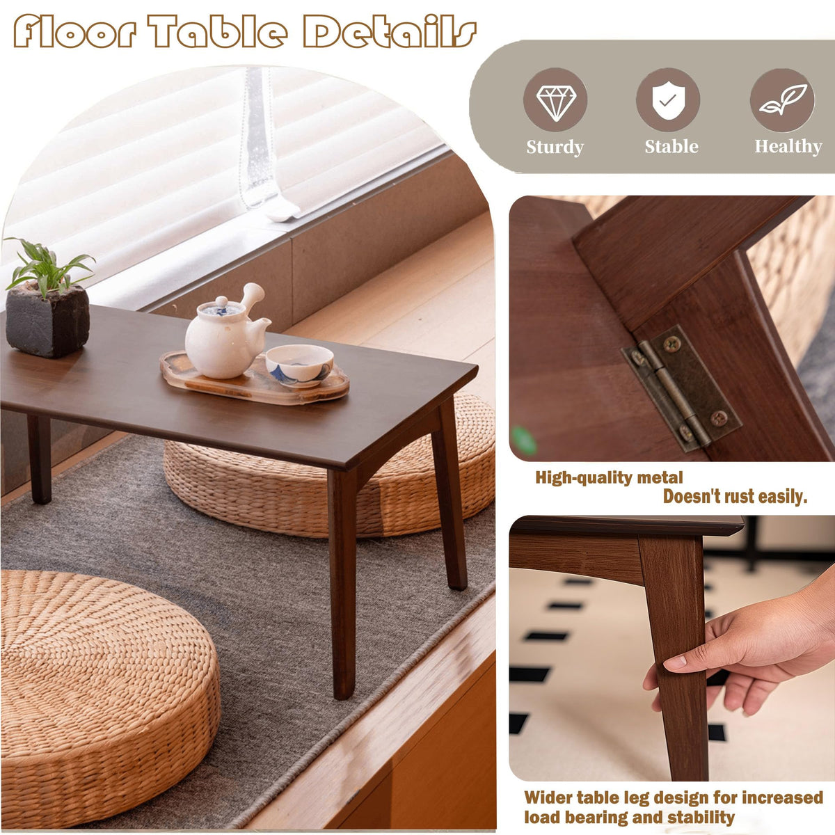 Bamboo Folding Coffee Table (Chestnut / Large)