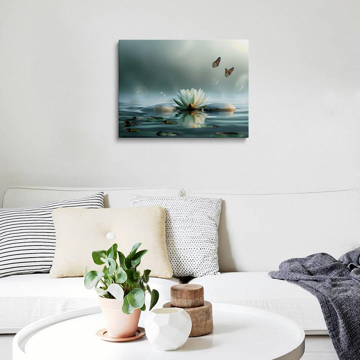 Lotus Flower Canvas Wall Art Framed Zen Spa Water Nature Decor 12x16 Inch (Lotus Flower01 / 16"L x 12"W)