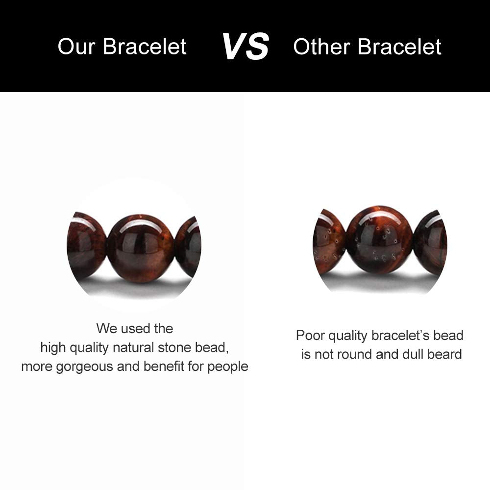 Gifts for Dad Men (Red Tiger Eye&Matte Agate Bracelets)