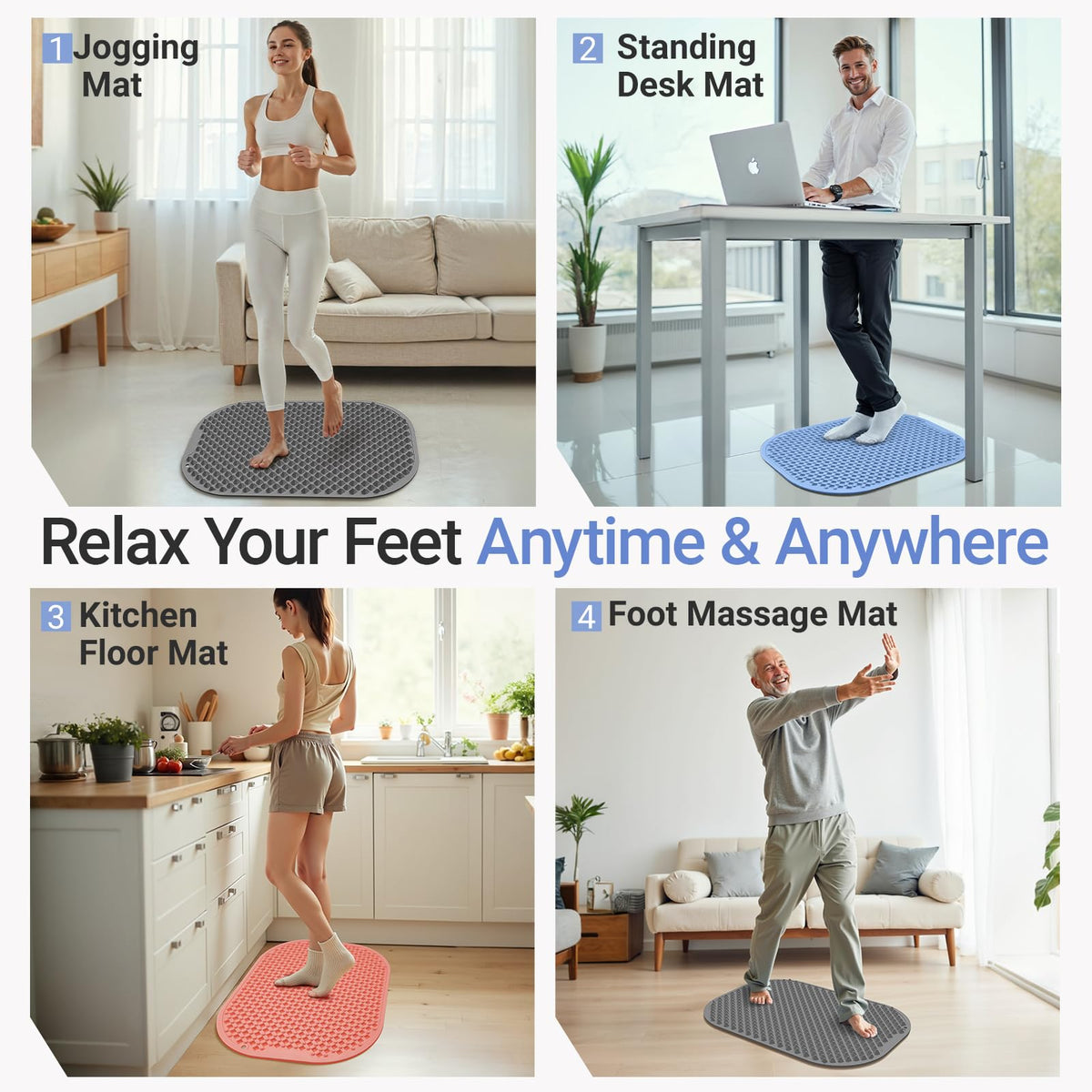 Upgrade Silicone Foot Massage Mat with Dual (Blue / Large)