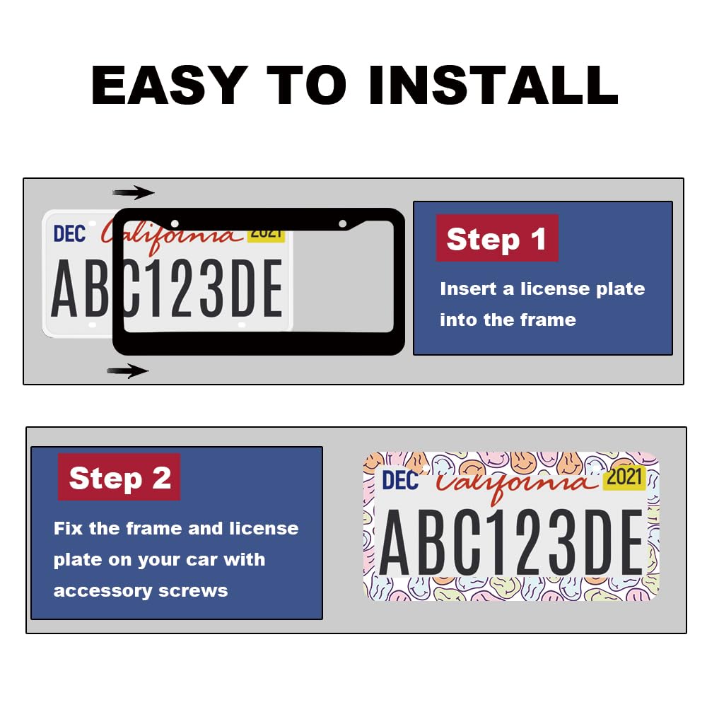 Funky Smiley Face License Plate Frame for Women 2Pc Car Tag (for Smiley Face)