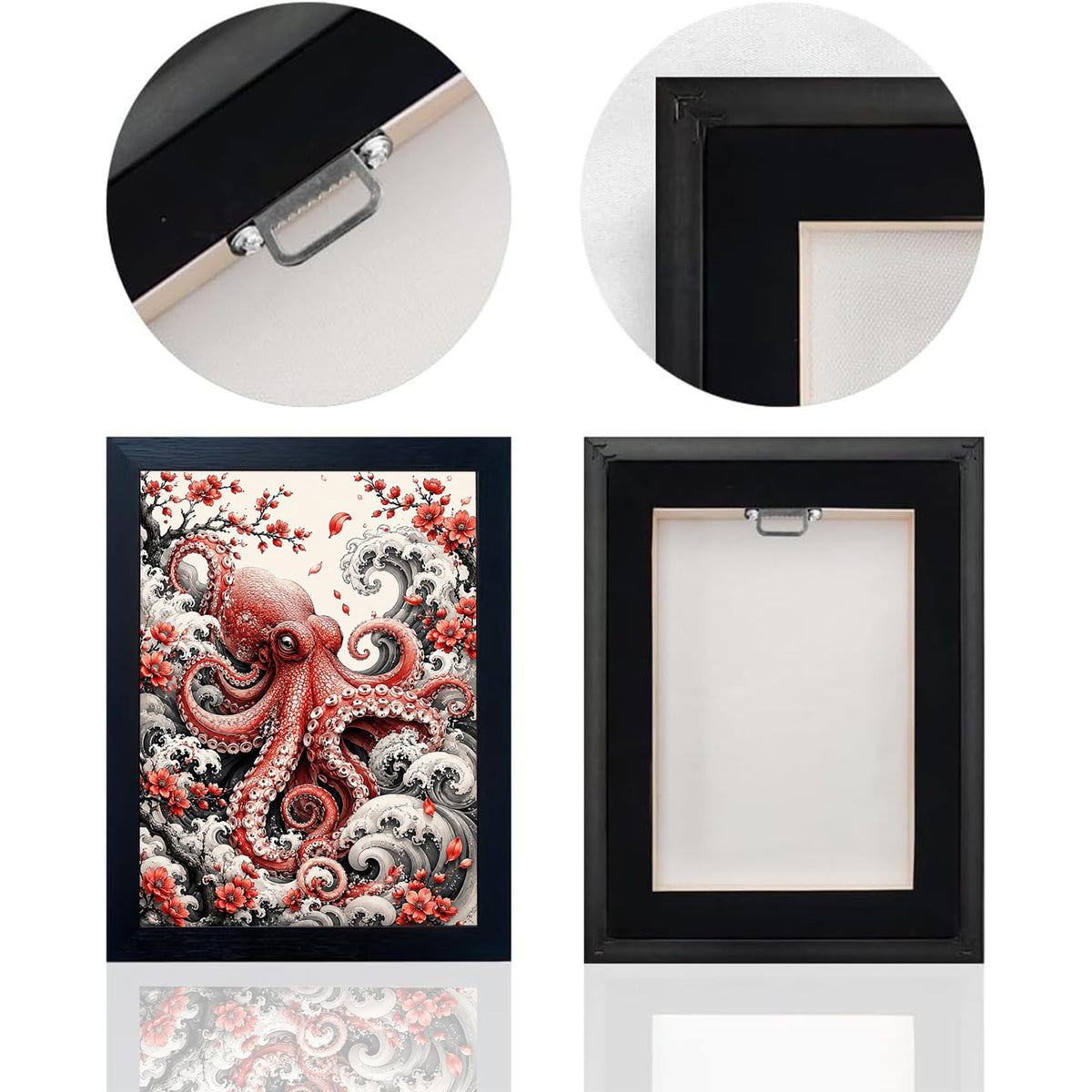 Japanese Octopus Decor Wall Art (Wall Art Framed 04 / 20"L x 16"W)
