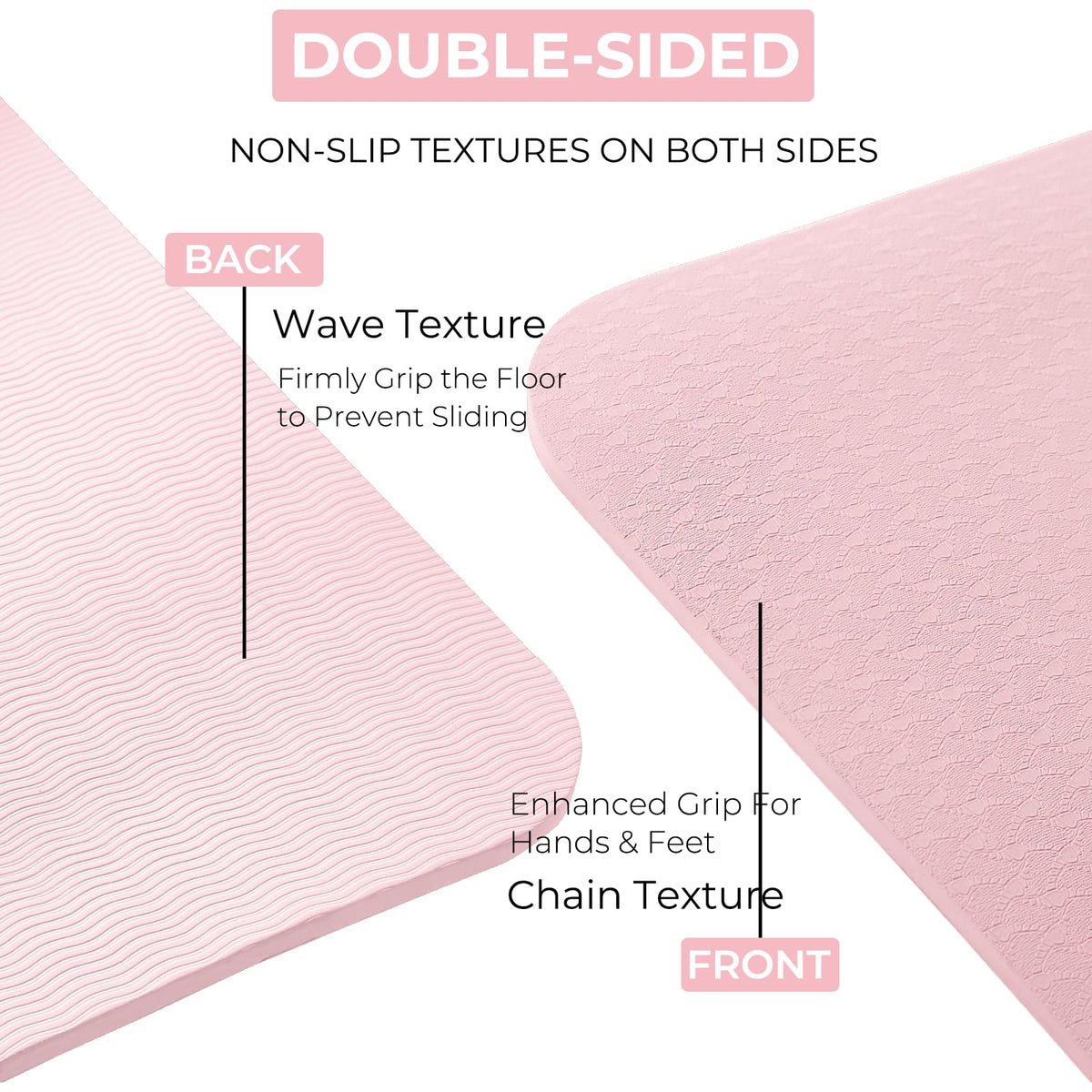 TPE Yoga Mat 72"x35" (Pink / 72*35*0.4inch)