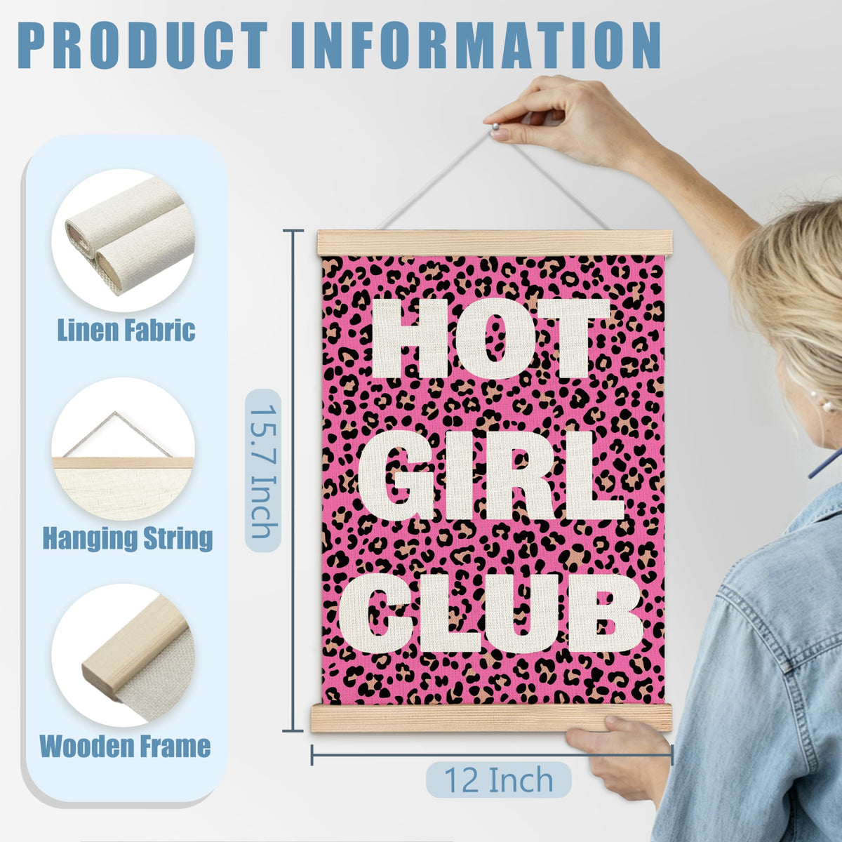 Trendy Hot Pink Cheetah Print Girls Room Wall Art Decor (hot girl club)