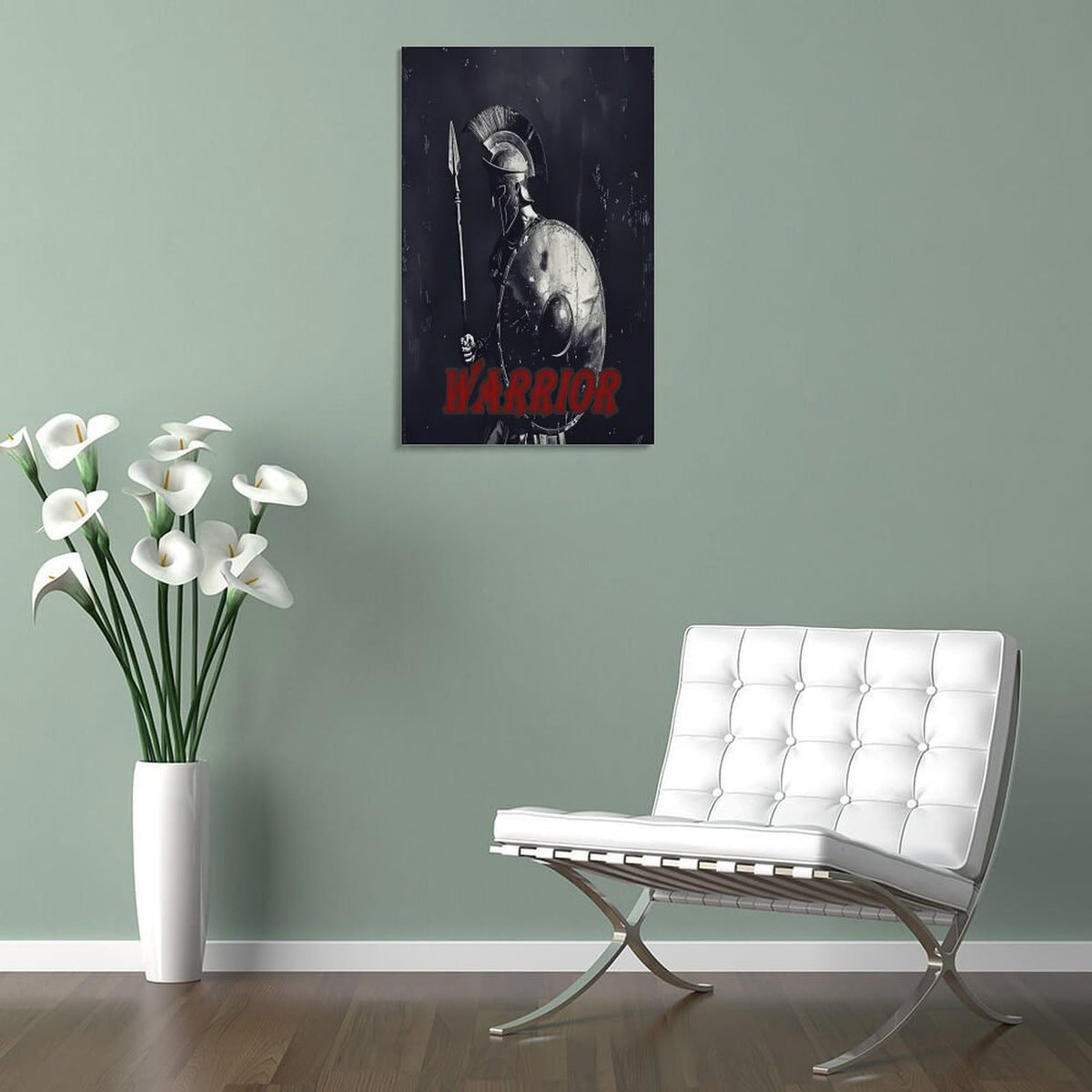 Warrior Spartan Art Poster Canvas Printing Wall Art Prints Wall Decor Posters Ancient Greek Soldier Helmet Shield Spear Battle Style Dark Blue Living Room Bedroom Office Gym Decor 08x12inch (style-5 / 08x12inch(20x30cm) Frame)