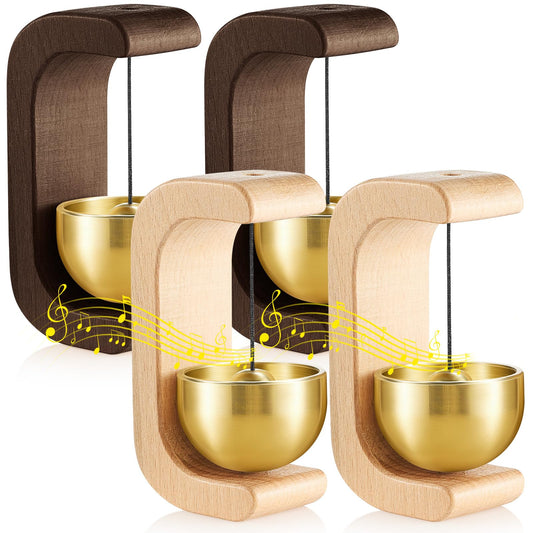 4 Pcs Magnetic Wooden Doorbell Chime (Black Walnut,nature Beech)