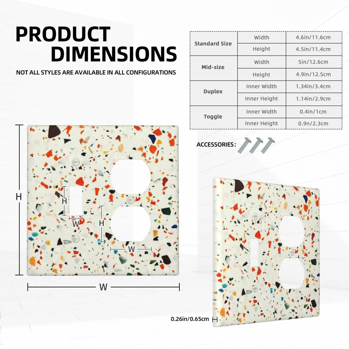 Beige.Cream Yellow Terrazzo Marble 2 Gang 1 Toggle (Beige.Cream Yellow Terrazzo Marble / 1-Toggle/Duplex Combo)