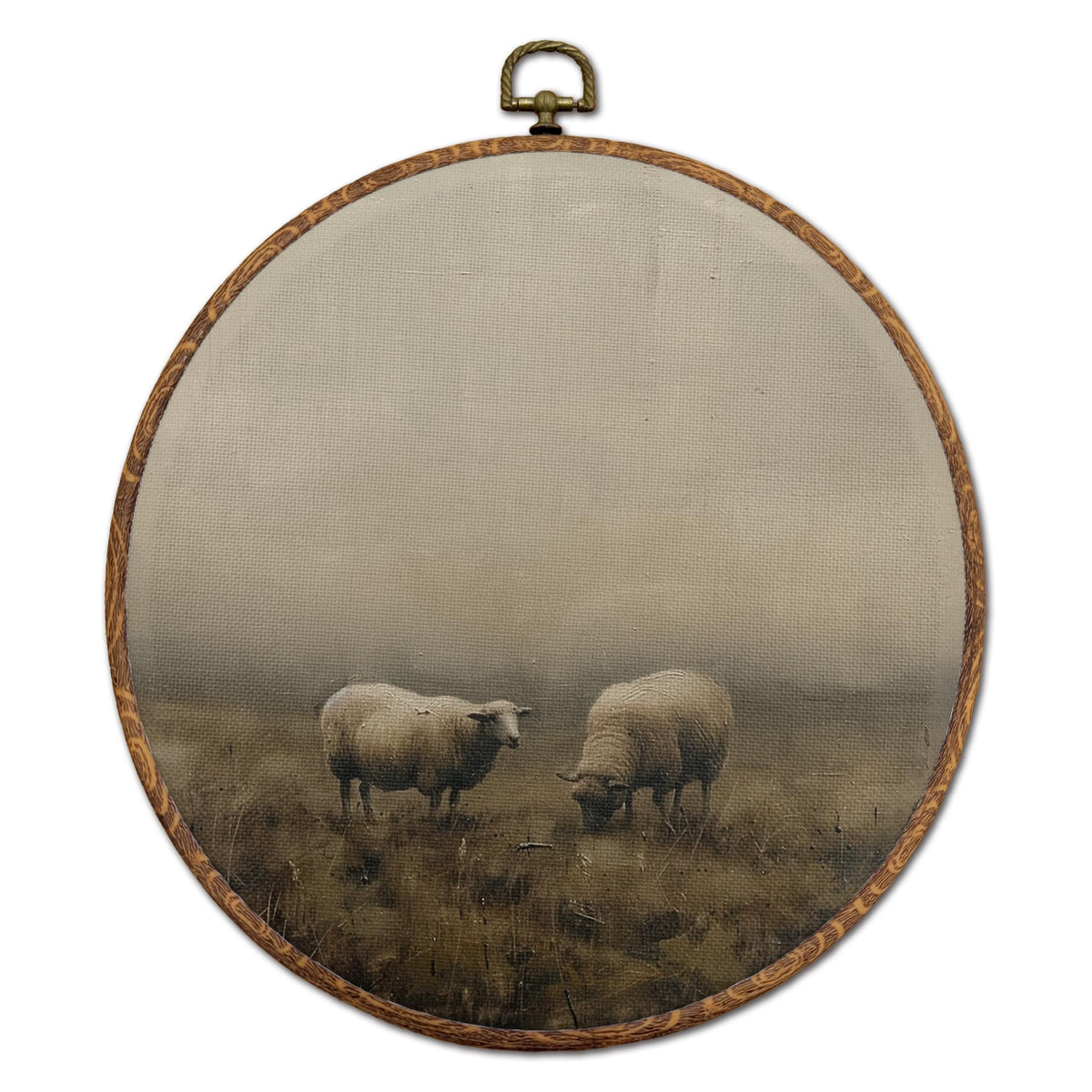 Vintage Farmhouse Sheep Round Wall Art (20Child)