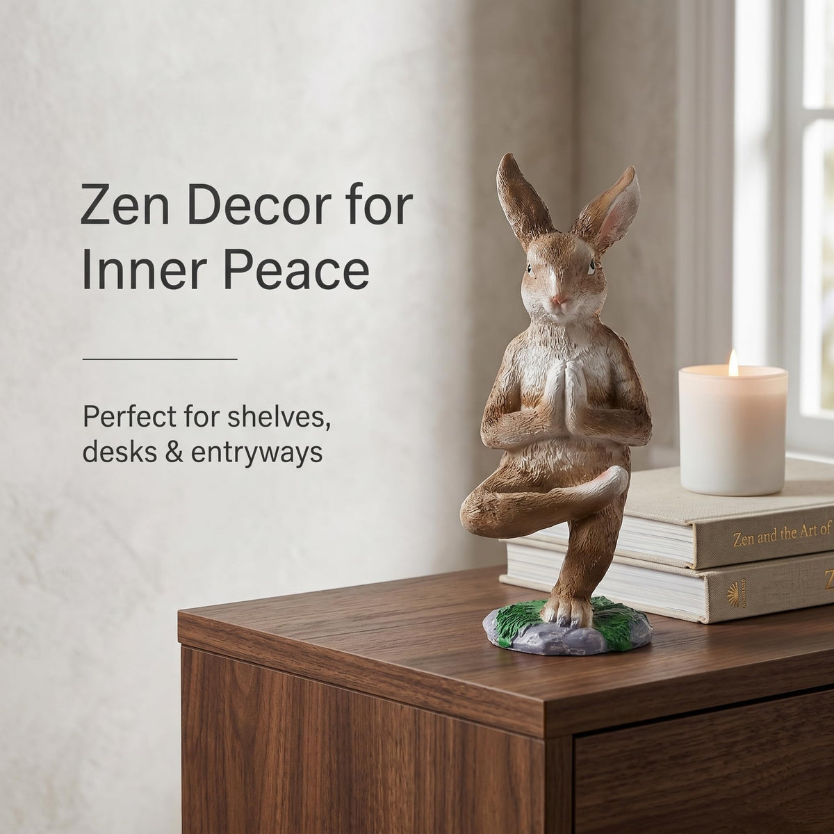 Yoga Bunny Figurines Resin Rabbit Statue Meditation Decor Zen Garden Decor Outdoor Easter Bunnies Decor Small Garden Statues for Outside Home and Outdoor Bunny Decor Yard (Crosslegged)