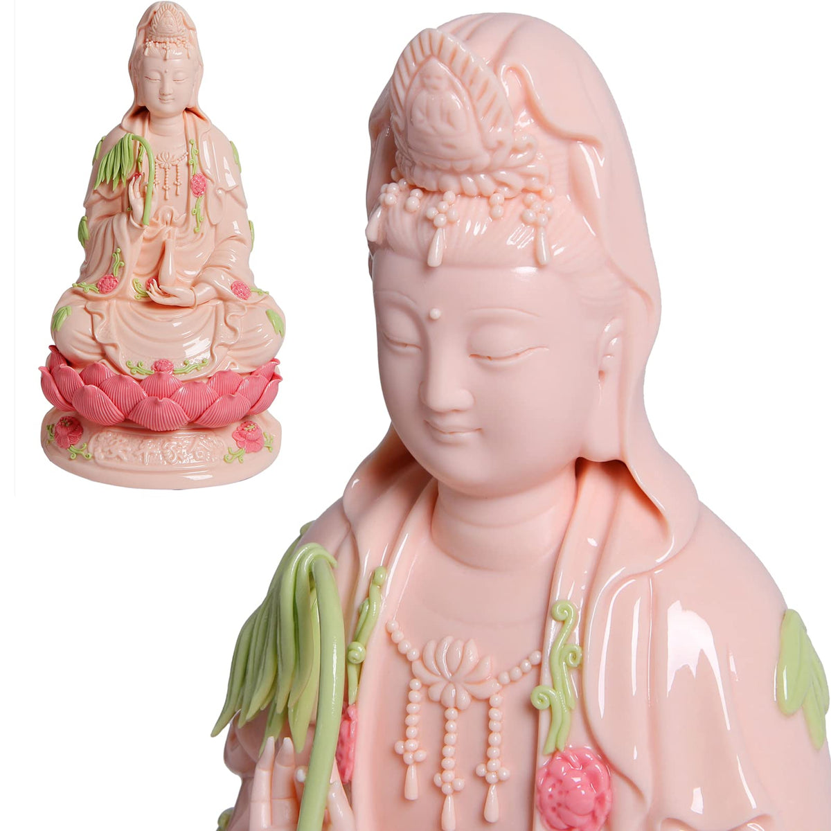Porcelain Guan Yin Statue (Pink / Medium)