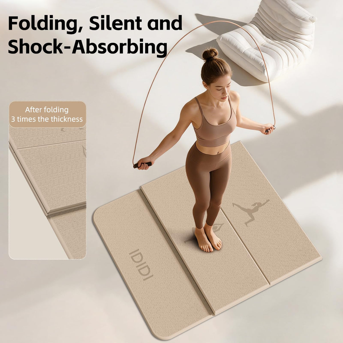Foldable Yoga Mat (Beige)