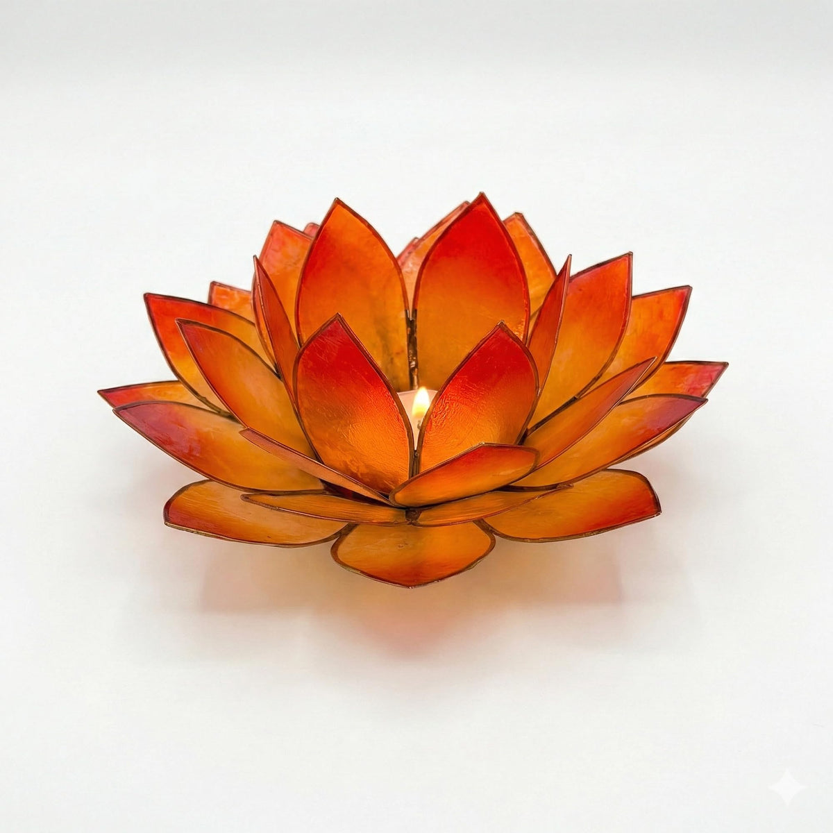 Moonshadow Handmade Capiz Shell Lotus Tea Light Holder (Orange)