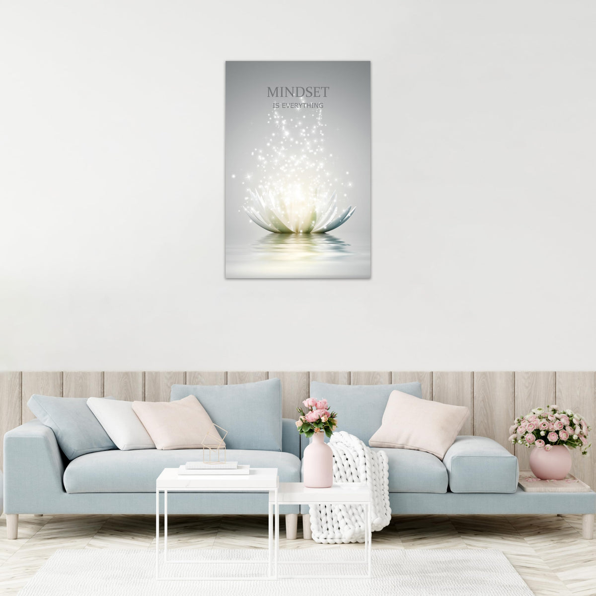 Lotus Flower Wall Art Canvas Mindset Motivational Quotes Poster for Zen Office Wall Decor Spiritual Meditation Prints Artwork Framed (20"L x 30"W / mindset lotus 01)