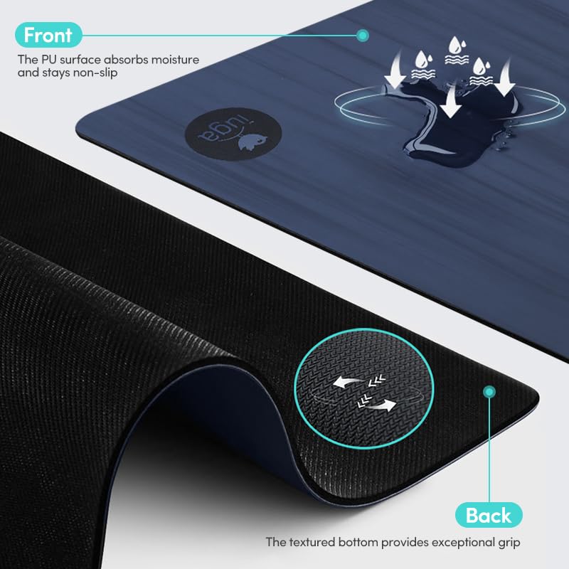 Pro Yoga Mat Non Slip Hot Yoga Mat Anti (Dark Blue-N)