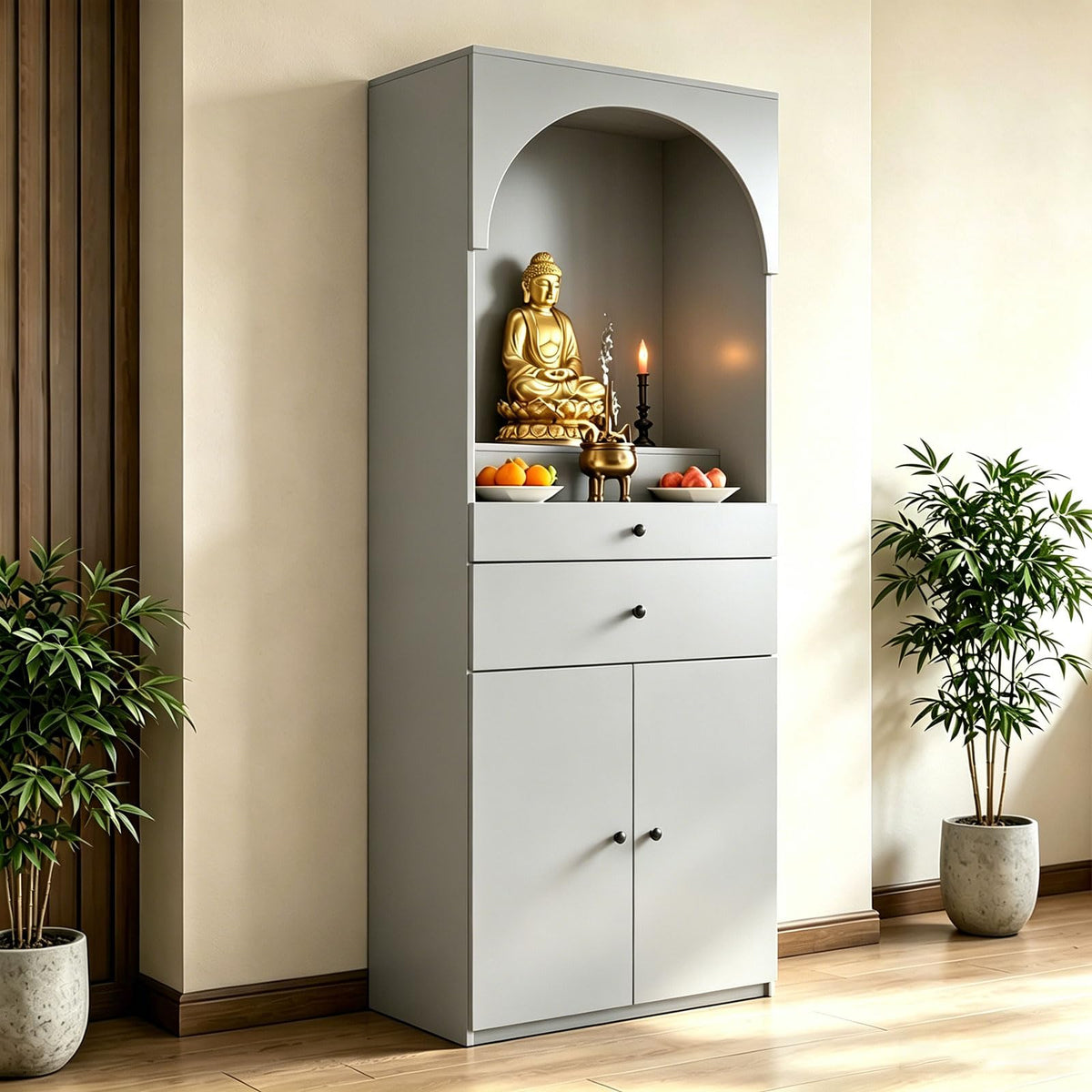 Altar Table Solid Wood (Light Gray / 27.6×15.7×65.4in)