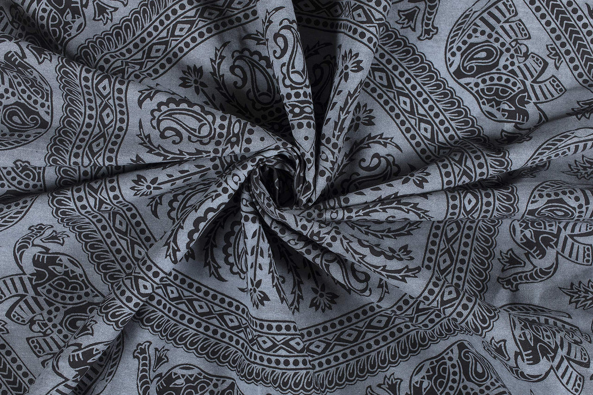Wall Hanging Tapestry for Bedroom Hippie Mandala Bohemian Tapestry Floral Design Indian Magical Thinking Tapestries Dorm Decor 84 x 90 Inches (90"L x 84"W / Black and Grey)