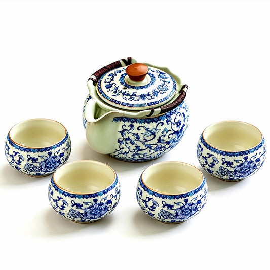 Blue and White Porcelain Kung Fu Tea Set (8.5 oz)