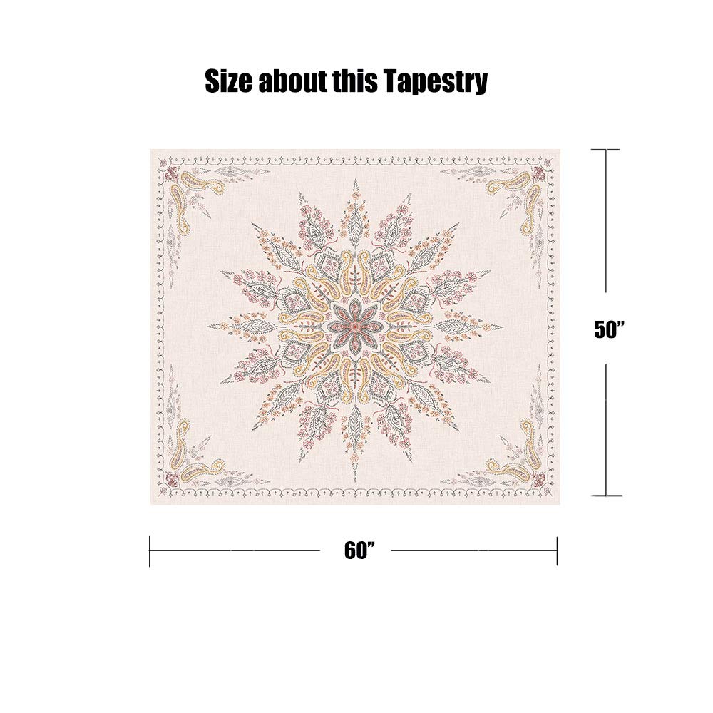 Bohemian Tapestry Wall Hanging (60"L x 50"W / WhiteSimple)