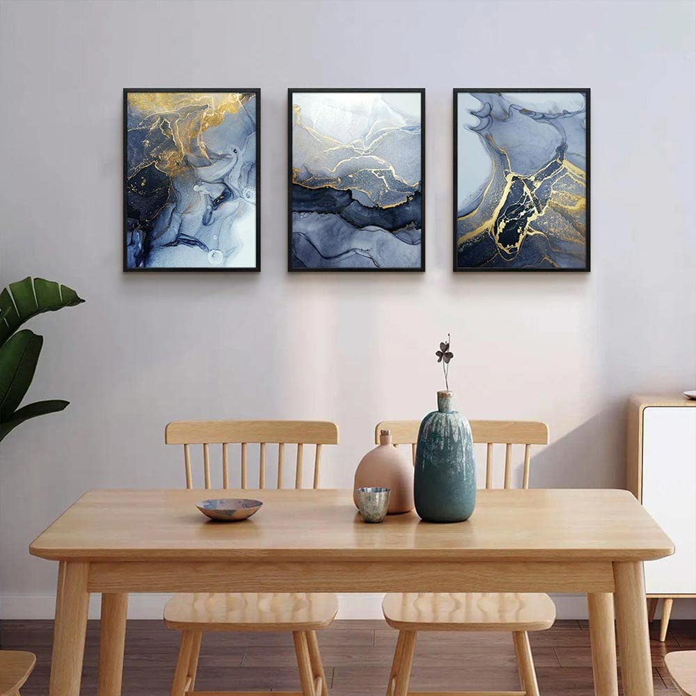 Black Framed Canvas Wall Art For Bedroom Abstract Wall Decor For Living Room Abstract Ink Paintings Wall Artworks Hang Pictures For Office Decor Bathroom Home Decorations Posters 12"X16" 3 Piece (12x16inches*3pcs / Abstract Line Painting Black Framed)