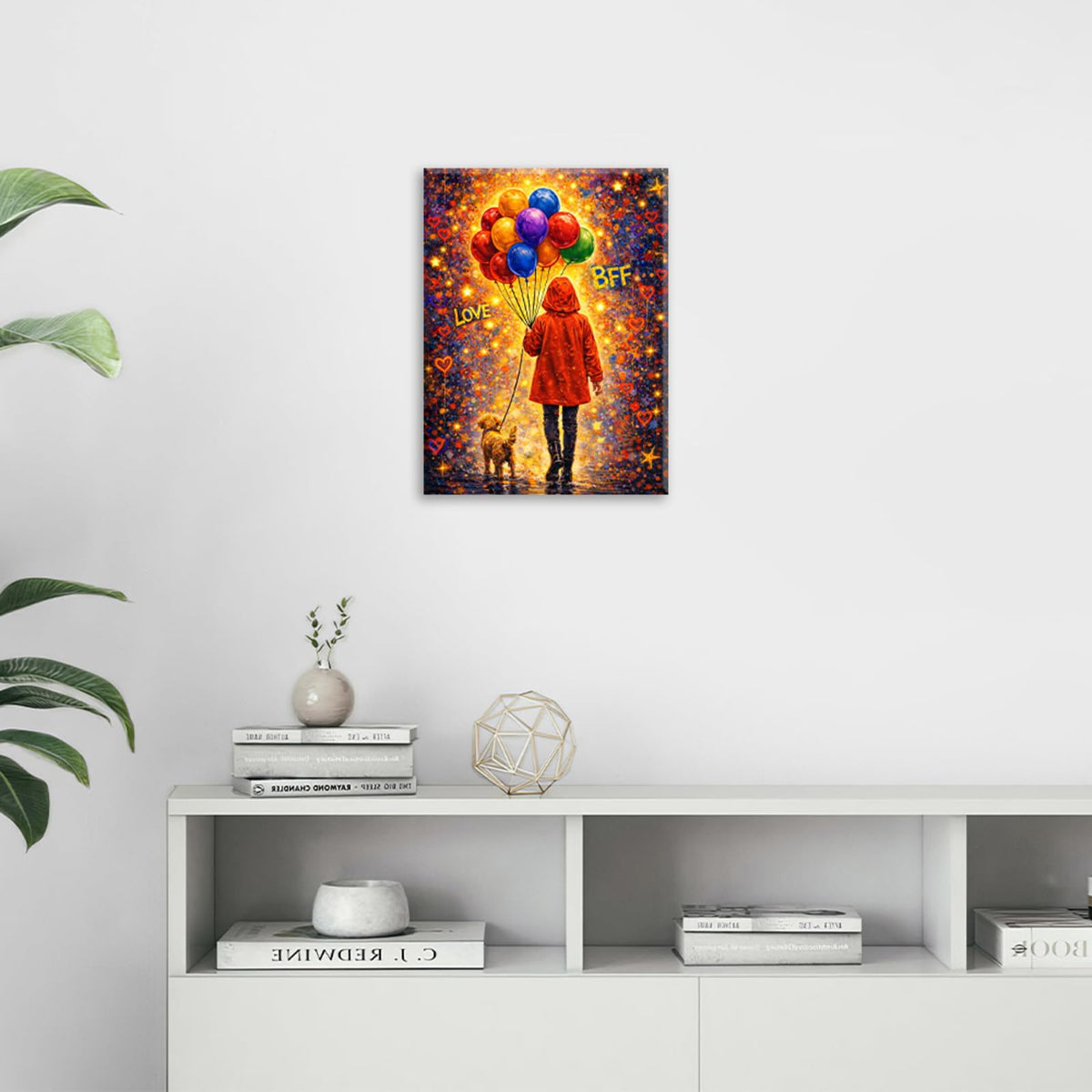 Banksy Street Graffiti Wall Art Balloon Canvas Wall Decor Street Art Painting Pictures for Bedroom Living Room 16"x20" (Back View Graffiti / 20"L x 16"W)