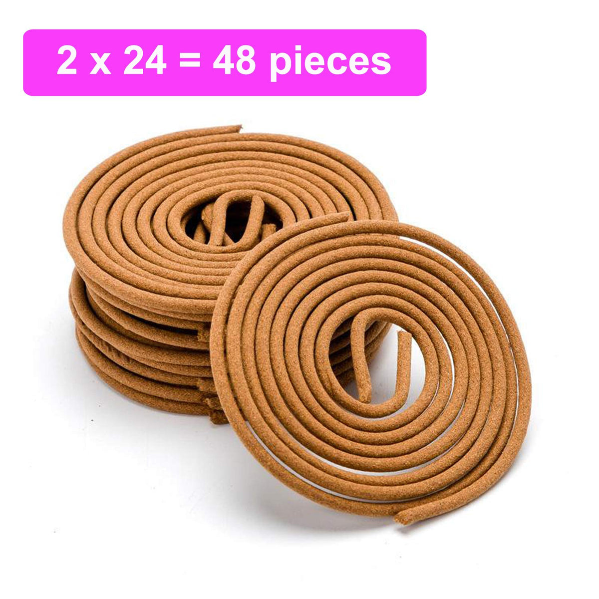 Sandalwood Coils Incense Natural 48 Pieces for Incense Holder Burner Home Decor Indoor Aroma 4 Hours (48 Sandalwood Coils Incense)