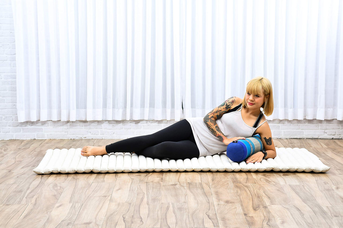 Yoga Bolster 20 x 6 x 6 inches Kapok Roll for Meditation & Massage (Sf28 - Blue)