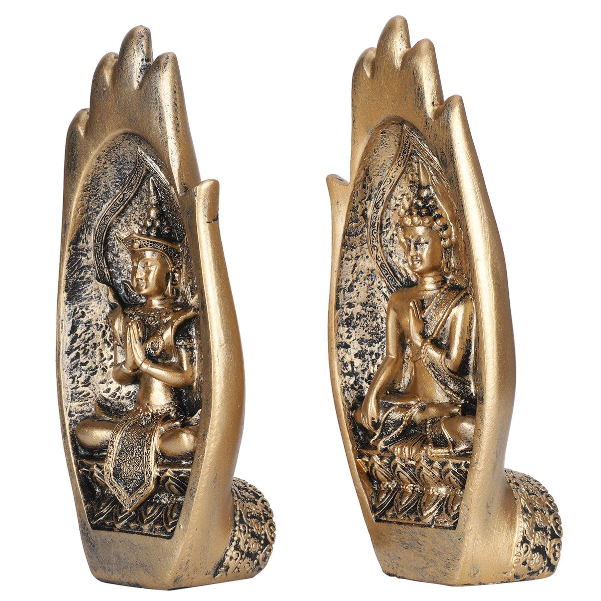 Buddha Hand Statue Set 2Pcs (Gold)