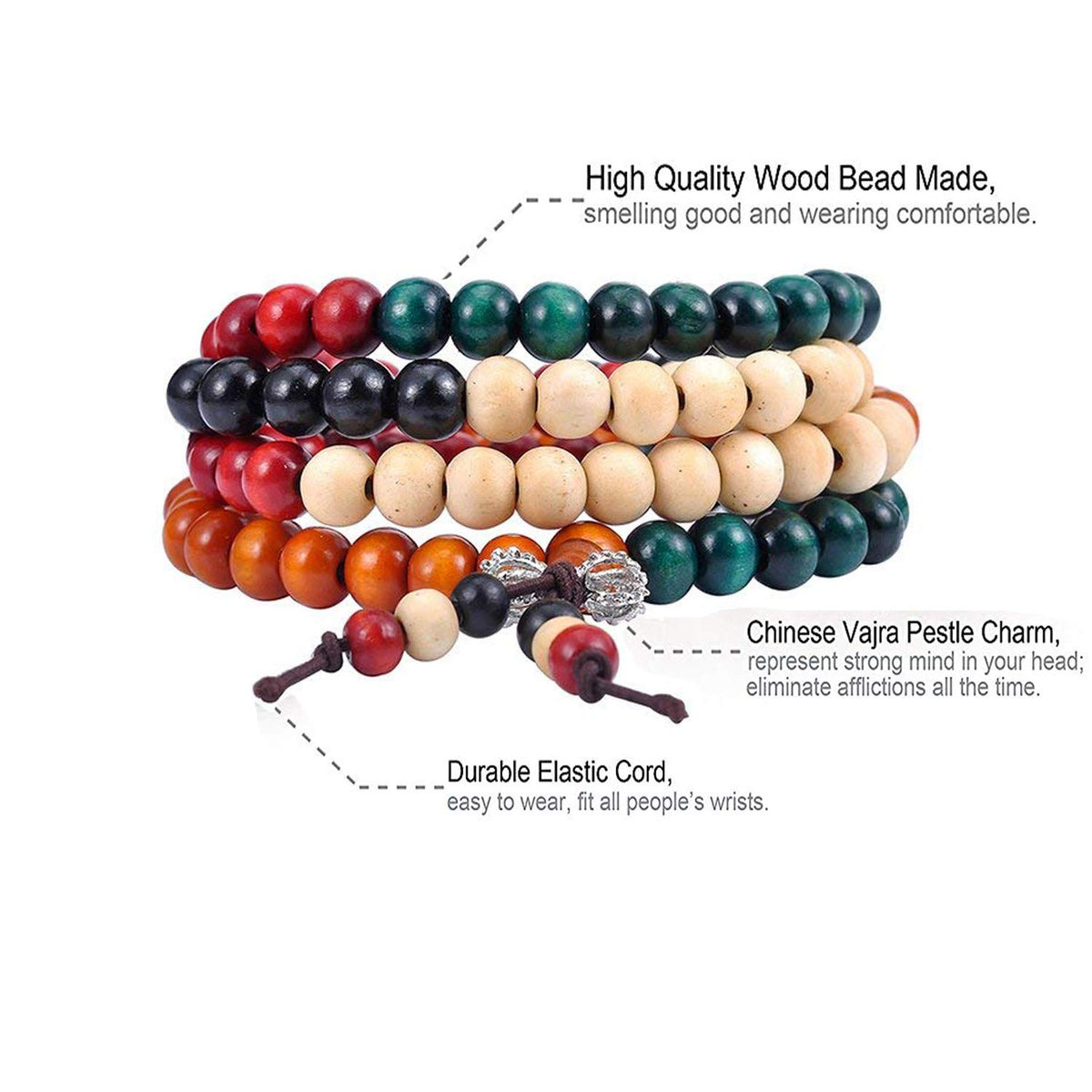 9 Pcs Mens Womens Wood Chain Bracelets (9PCS)