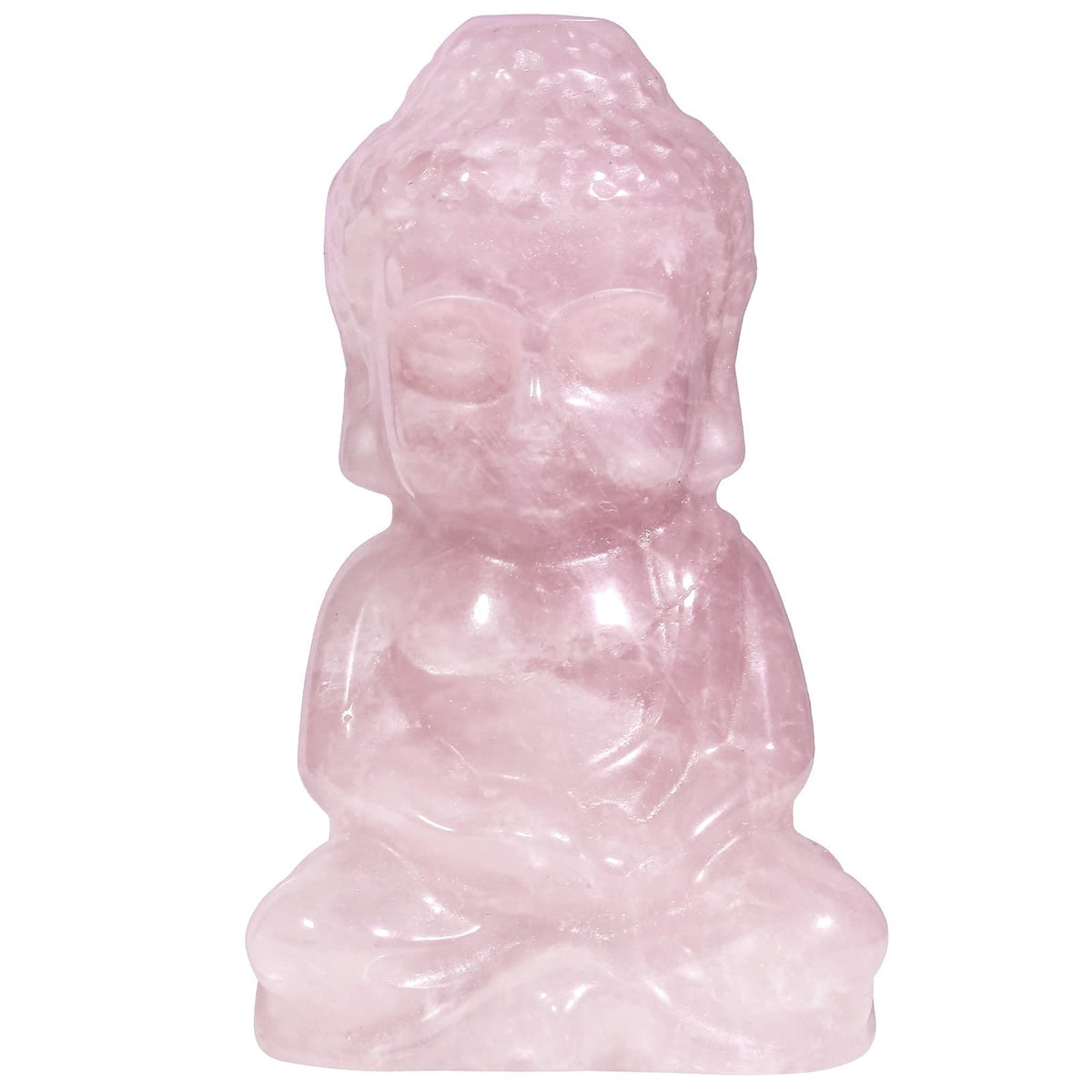 1.9 Inch Rose Quartz Meditating Buddha Statue (Pink)