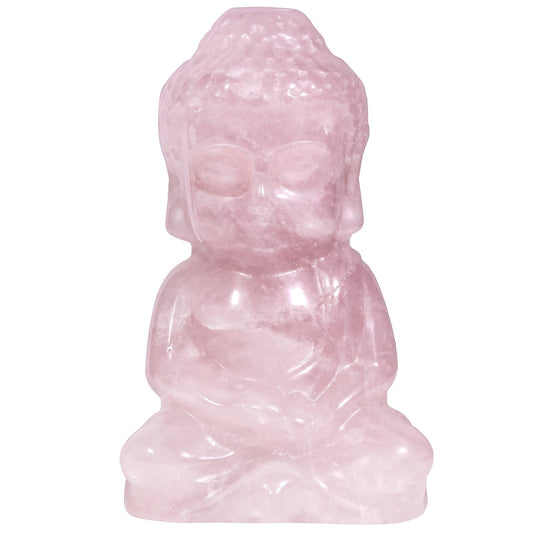 1.9 Inch Rose Quartz Meditating Buddha Statue (Pink)
