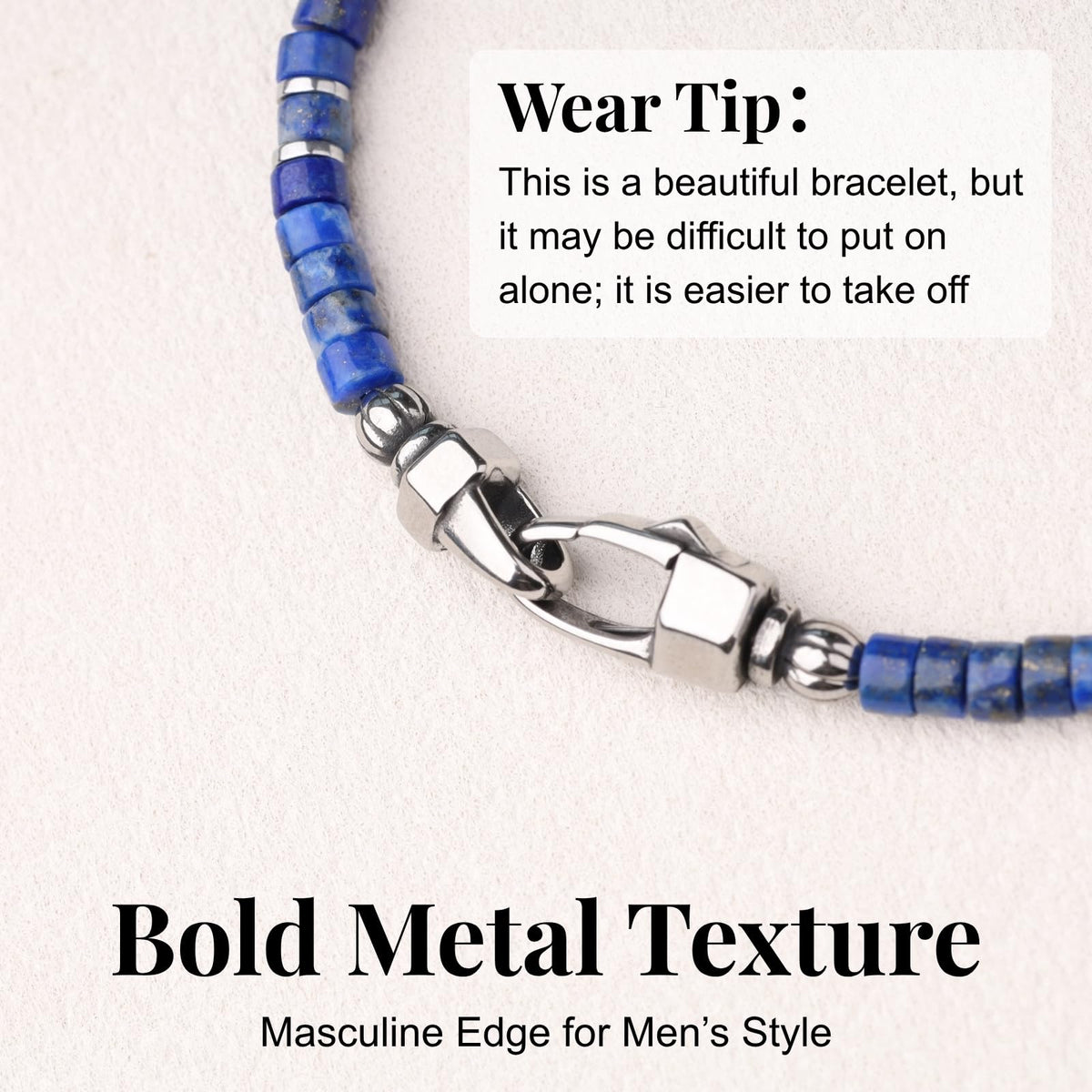 Men's Beaded Bracelet (Lapis Lazuli / 8.5")