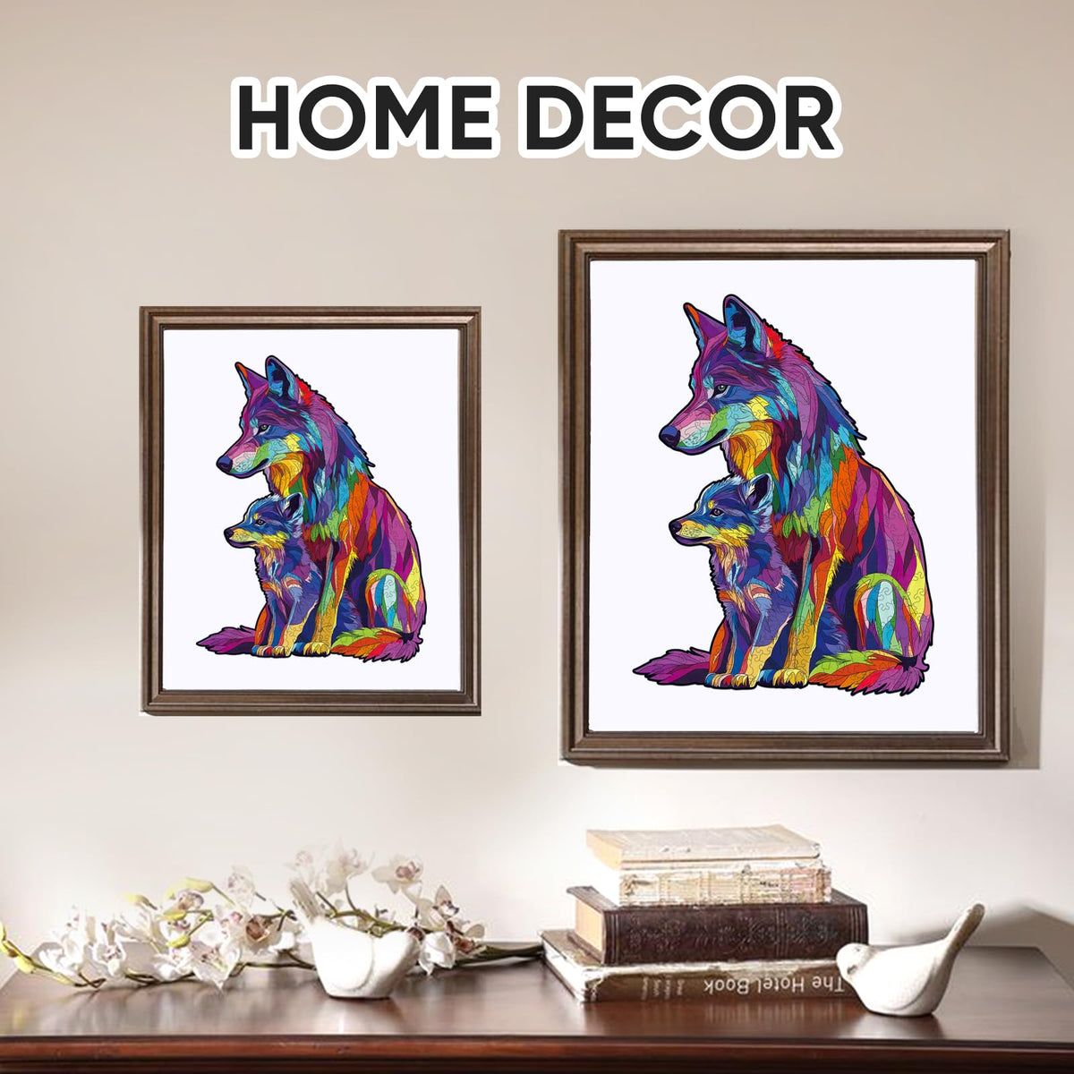 Wolf Wooden Puzzles for Adults (Color Wolf Family / 500 pieces)
