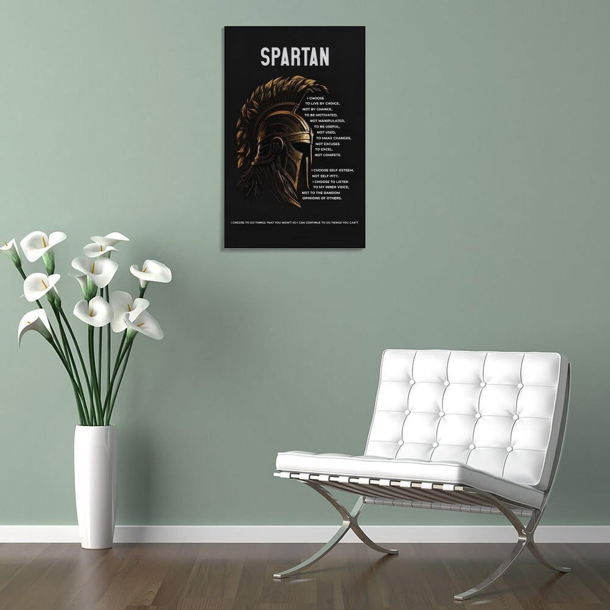 Spartan Quote Motivational Room Aesthetic Canvas Printing Wall Art Prints Wall Decor Posters Black Gold Warrior Helmet Philosophy Modern Home Bedroom Office Gym Decoration 24x36inch (style-18 / 24x36inch(60x90cm) Frame)
