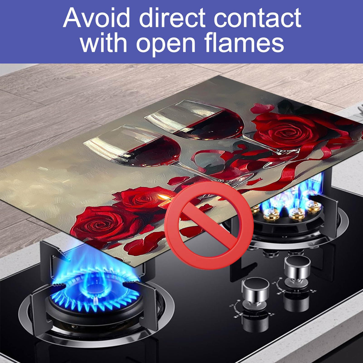 Romantic Rose Wine Stove Top Cover 28x20 Diatomite Mat