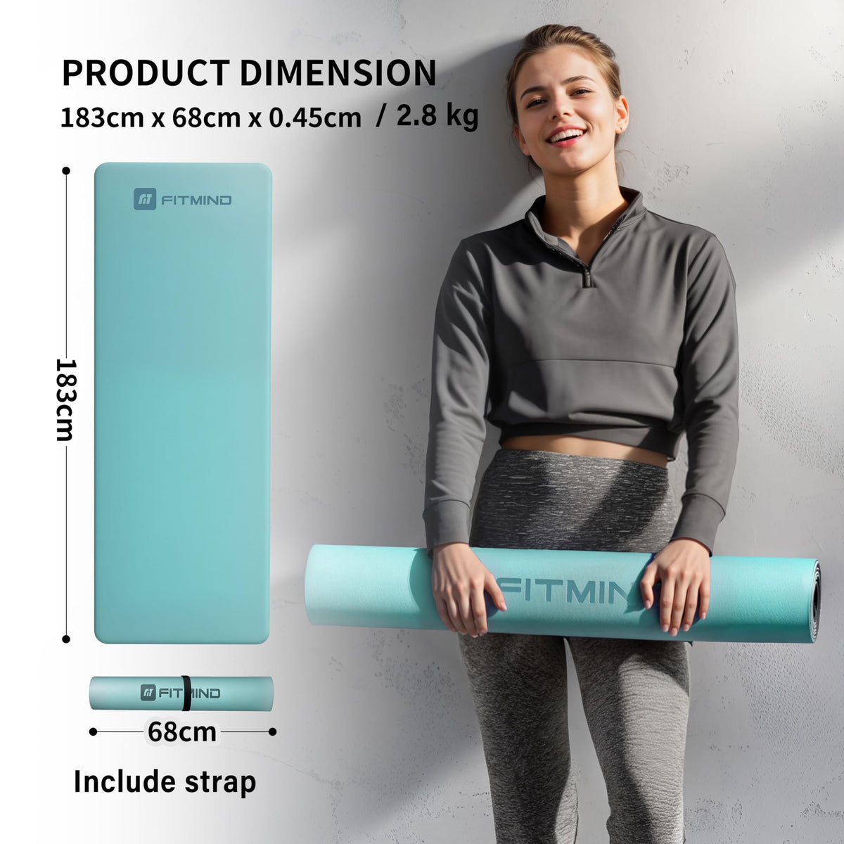 Professional PU Rubber Yoga Mat (green)