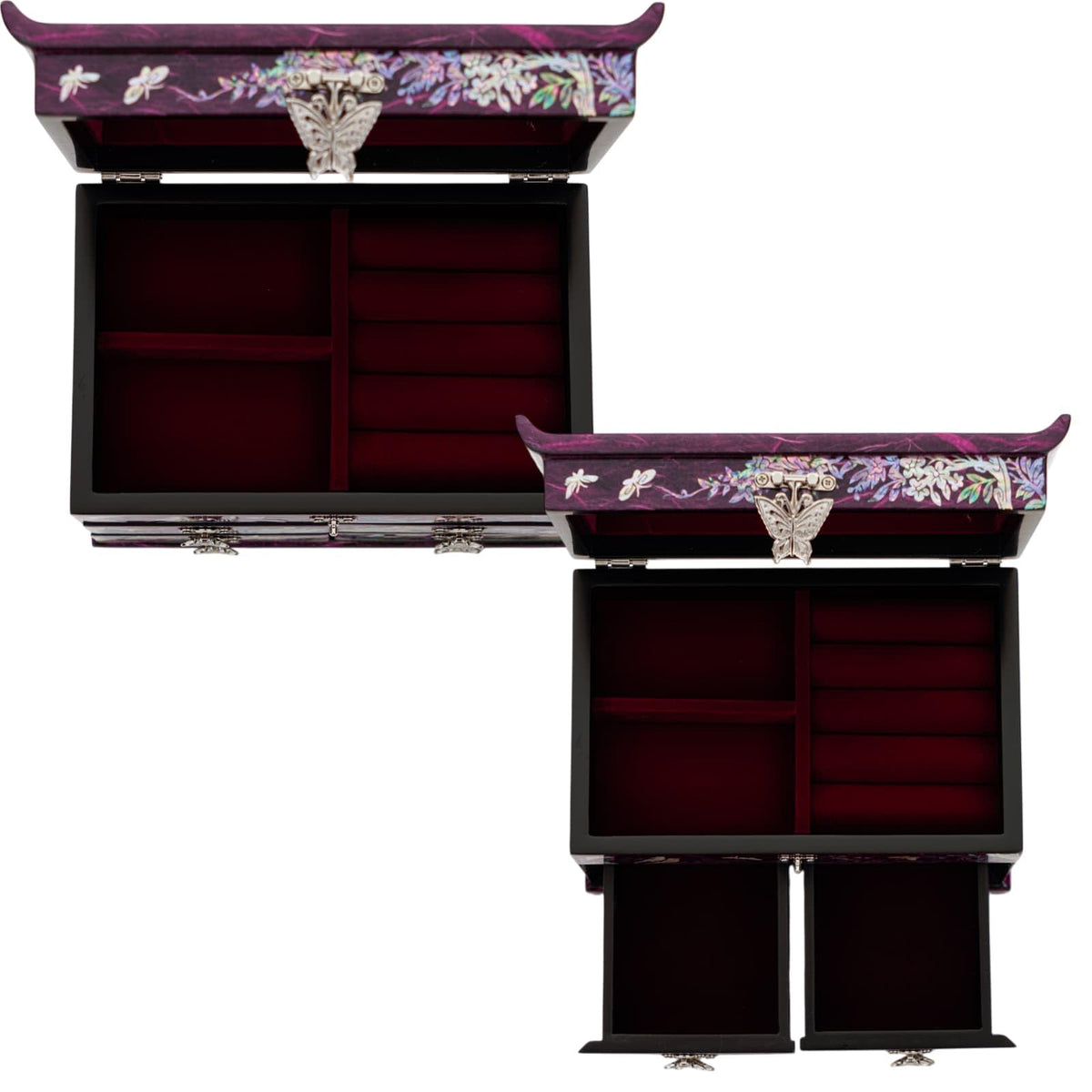 Mother of Pearl Jewelry Box (Crane and Pine Tree - Purple)
