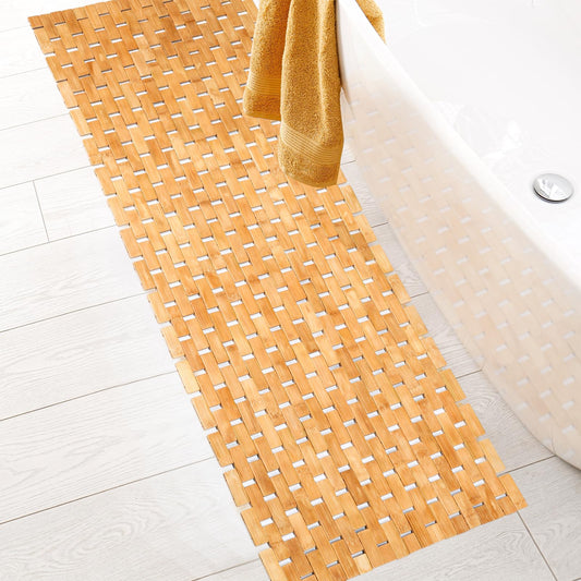 Bamboo Bath Mat Large Long Wood Bath Mat (Natural Lattice)