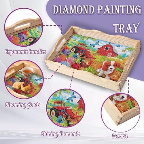 Diamond Art Kits for Adults Wooden Serving Trays with Handles (D Farmhouse CA NEW)