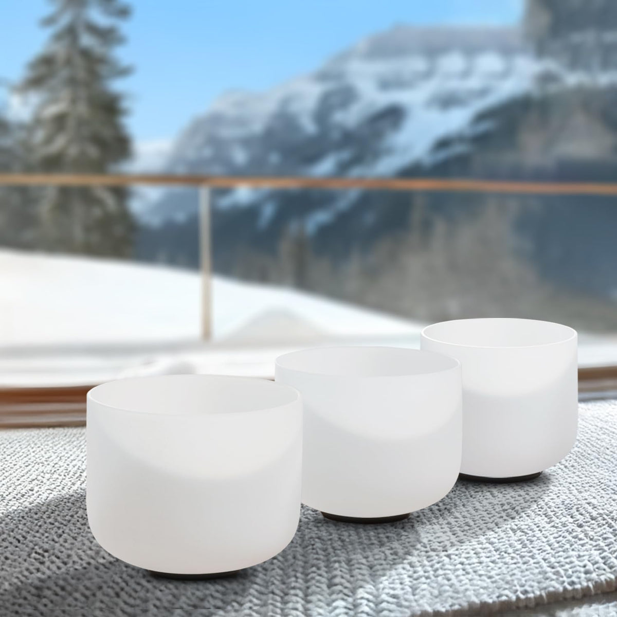432HZ Crystal Singing Bowls Set of 3 (7 inch C, 8 inch F, 9 inch G)