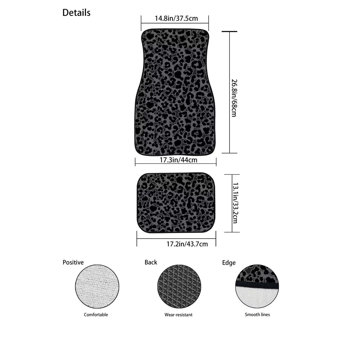 Black Leopard Car Floor Mats for Women Men Non Slip Floor Mats for Cars Rubber Wear Resistant Car Carpet Mat Set Cars Carpet Mat Protector Leopard Automotive Accessories (Black Leopard)